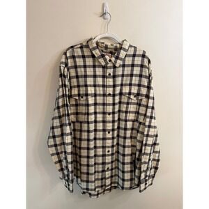 Filson Alaskan Guide Shirt Mens XXXL Cream Brown Plaid Cotton Flannel Work